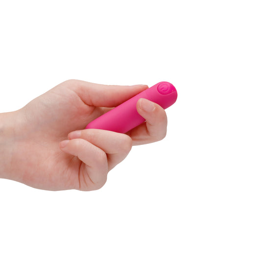 Pink mini bullet vibrator from Shots Toys, rechargeable and with ten different speeds