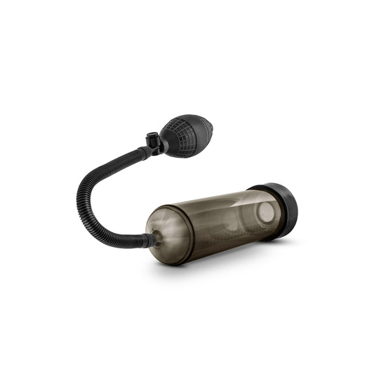 Blush Novelties performance vx101 male enhancement pump, clear cylinder with black handle.