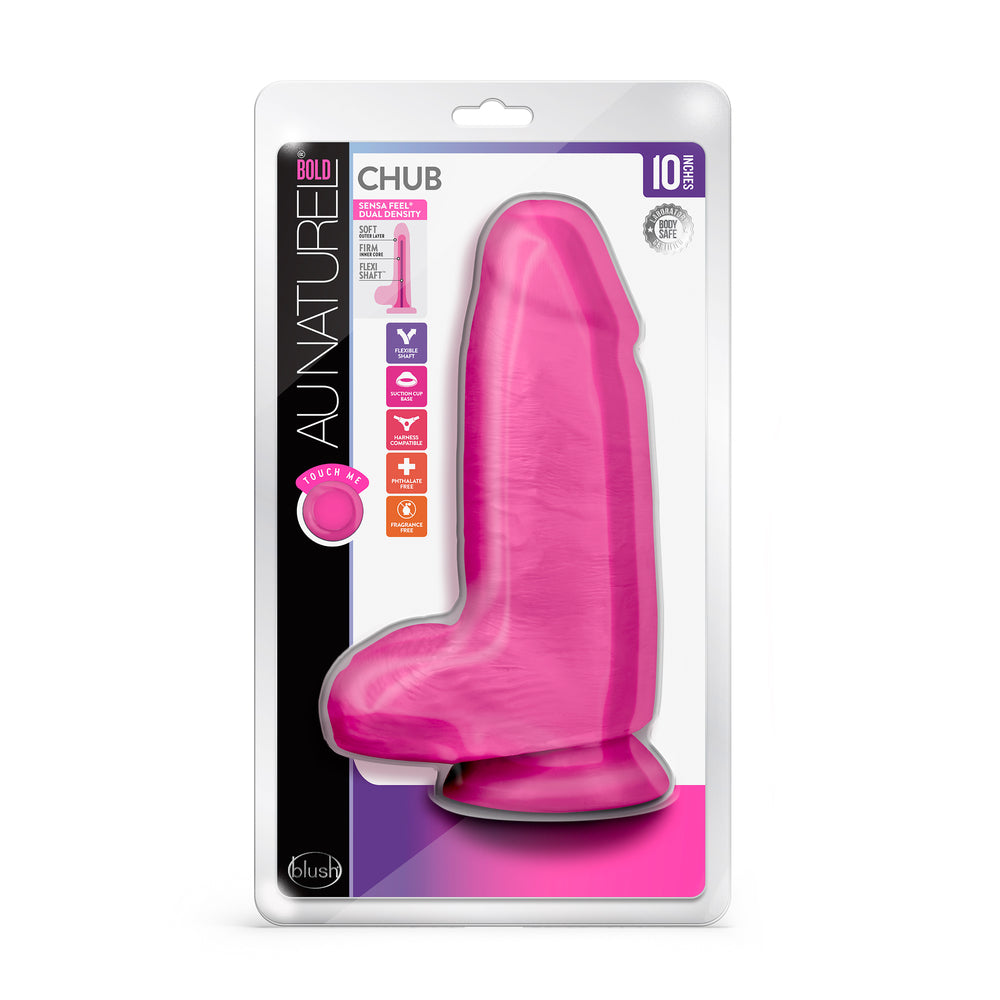 Au naturel bold chub 10 inch dildo, realistic flesh-toned texture for intimate play.
