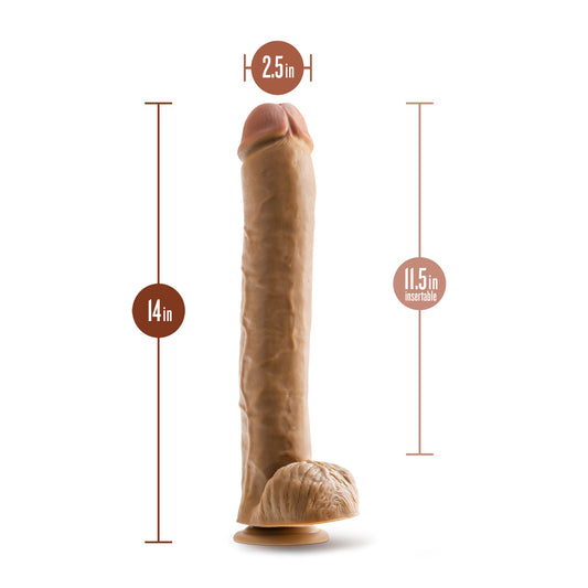 Blush Novelties dr. michael 14-inch dildo with realistic balls, flesh-toned silicone.
