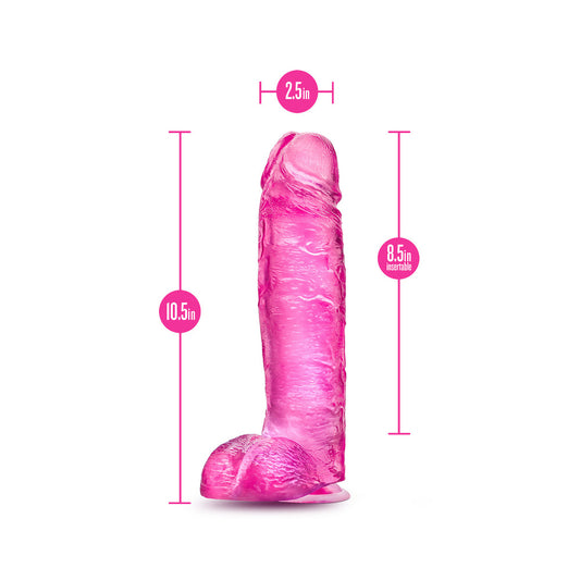 Realistic, generously sized dildo by blush novelties, 10.5 inches, for adventurous play.