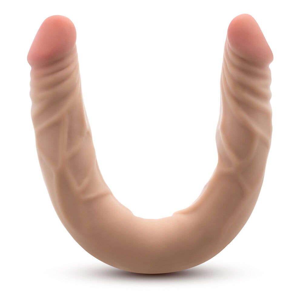Blush Novelties double-ended dildo, 14 inches long, flesh-toned silicone with a posable design.
