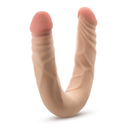 blush novelties dr skin posable double dildo, fourteen inches, flesh coloured, flexible material