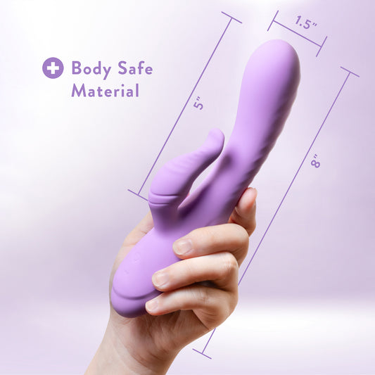 Blush Evelyn dual stimulator vibe in dusky pink silicone for clitoral stimulation, smooth finish.