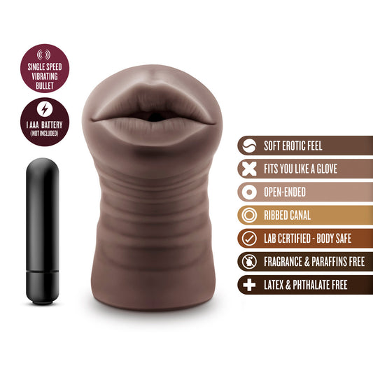 Blush Novelties hot chocolate heather vibrating masturbator for ultimate pleasure, soft and inviting.