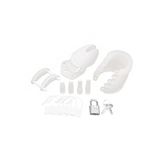 blue silicone chastity cage for men, a secure and discreet device from our range.