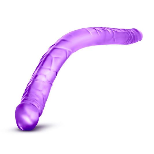 Blush Novelties purple double dildo, sixteen inches long, for shared pleasure.