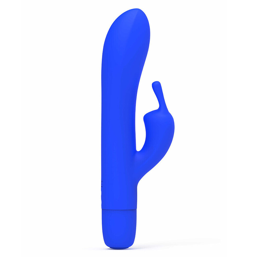 Blue bunny vibrator, a classic shape for pleasure, made from smooth silicone.