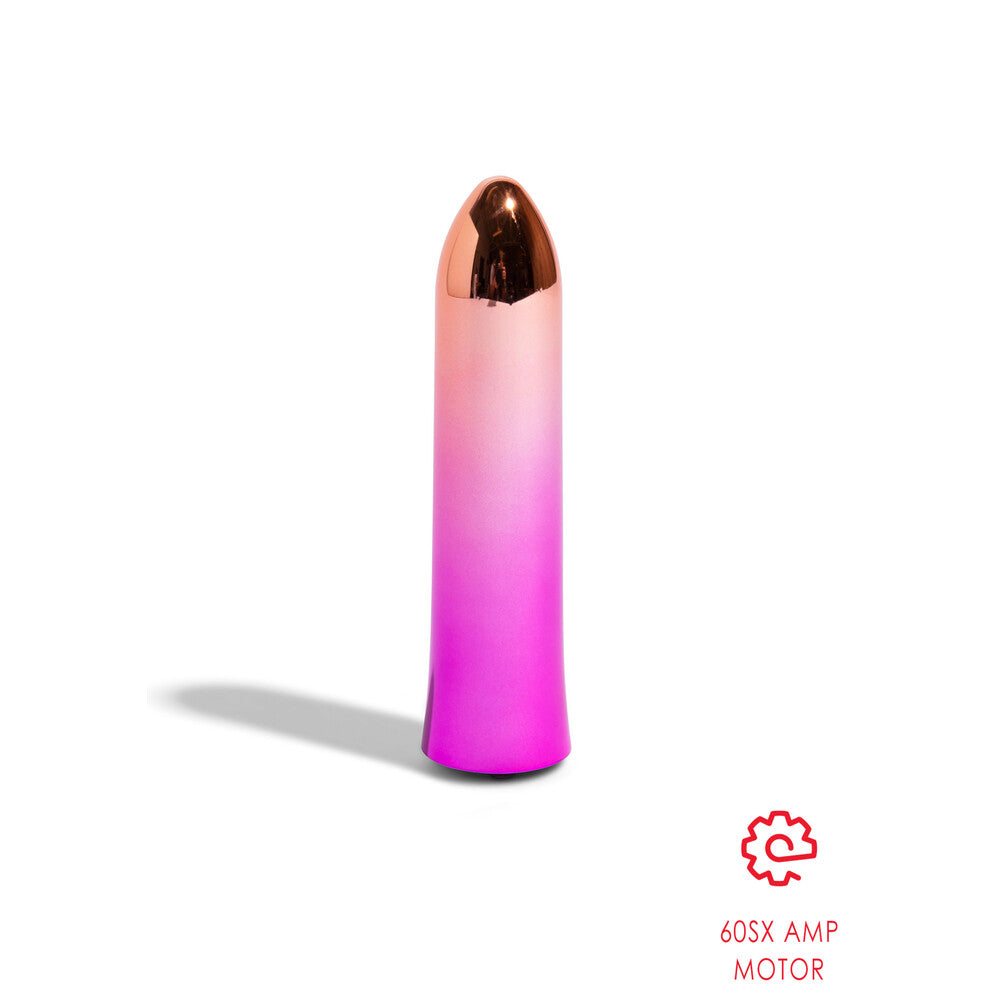 Miniature aluminium bullet vibrator from nu sensuelle, a sleek and discreet personal pleasure device.