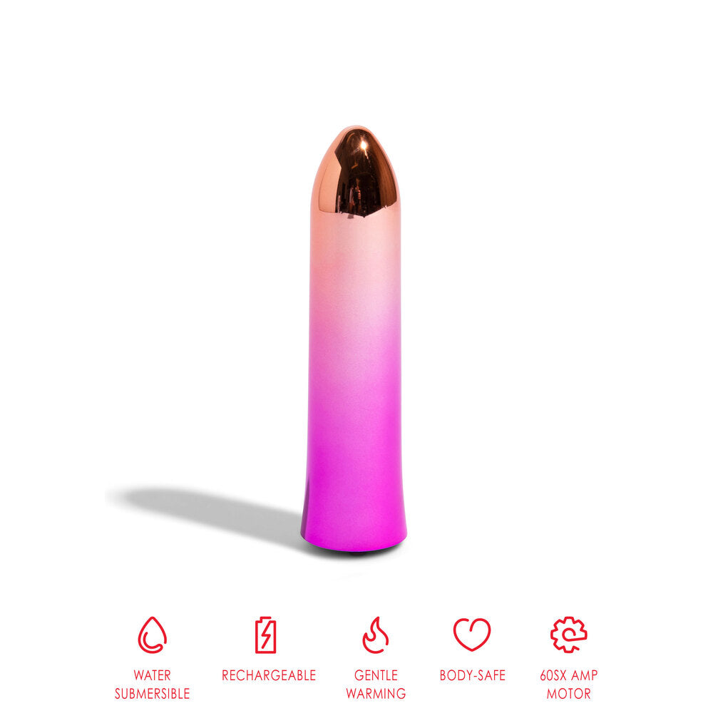 sleek aluminium point bullet vibrator, a stylish and discreet mini massager from nu senseuelle.