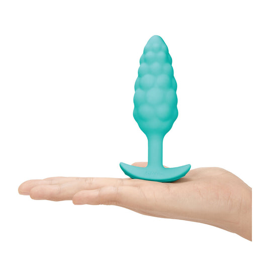 mint green textured butt plug by b-vibe, a vibrating sex toy for anal pleasure