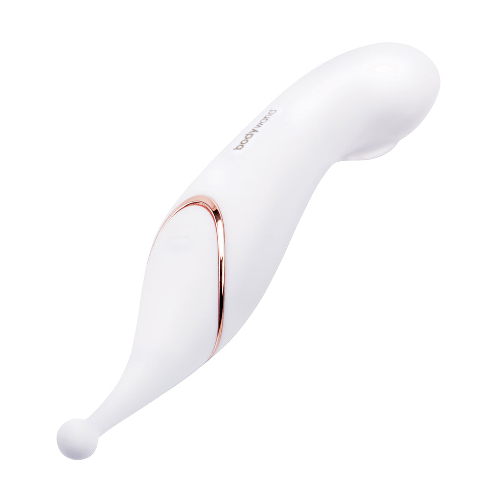 Bodywand dual stim vario clit stimulator vibrator, showing smooth purple silicone with ergonomic design.