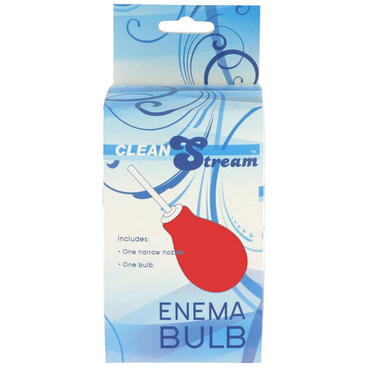 The Clean Stream red enema bulb, a personal hygiene product made of smooth material.