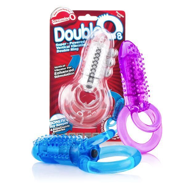 Purple Screaming O DoubleO 8 vibrating love ring for enhanced pleasure, made of smooth silicone.