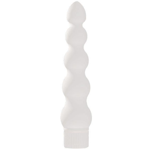 Doc Johnson White Nights ribbed anal vibrator, 7 inches long, for pleasure play