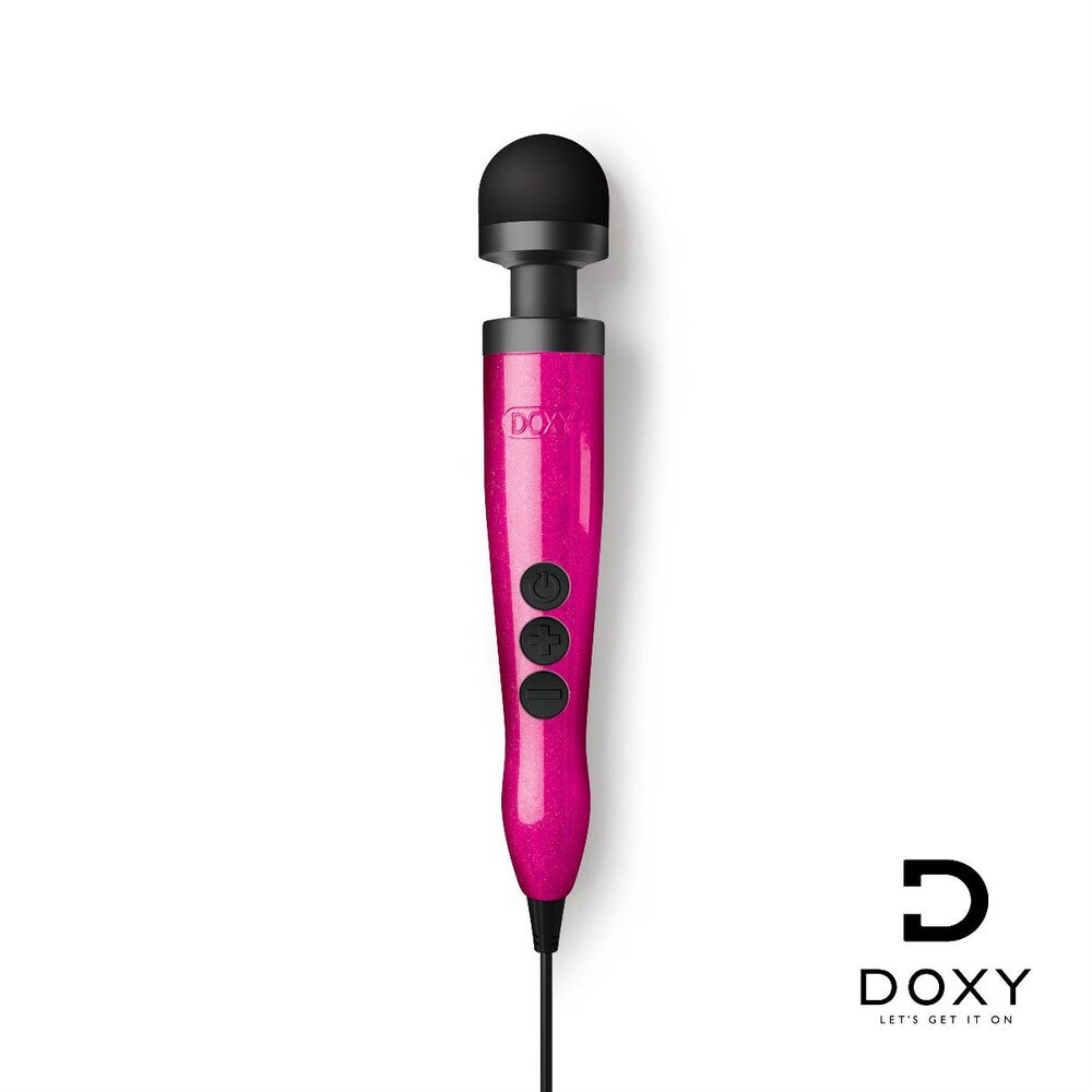 Hot pink Doxy Die Cast Wand Massager, a sleek and powerful personal massager for pleasure.
