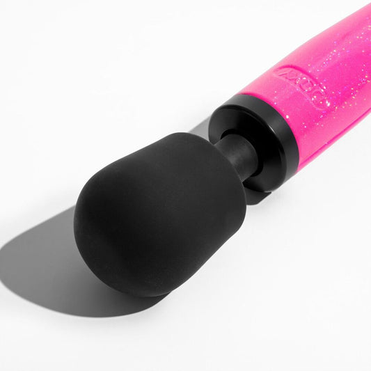 Hot pink doxy die cast wand massager, a sleek and powerful pleasure device.