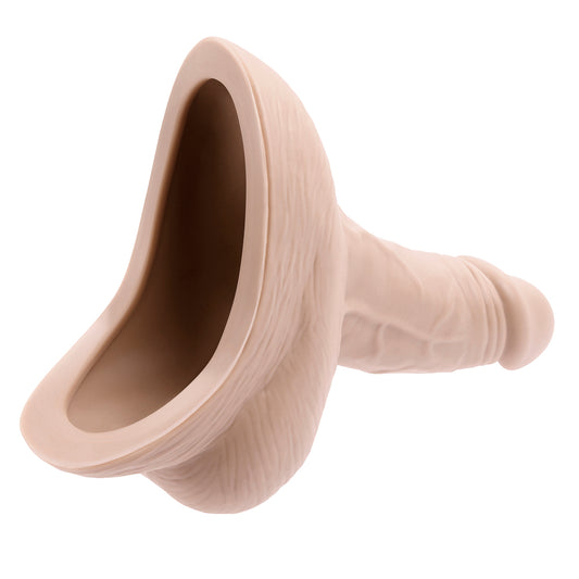 Light flesh tone silicone stand to pee device, enabling urination whilst standing.