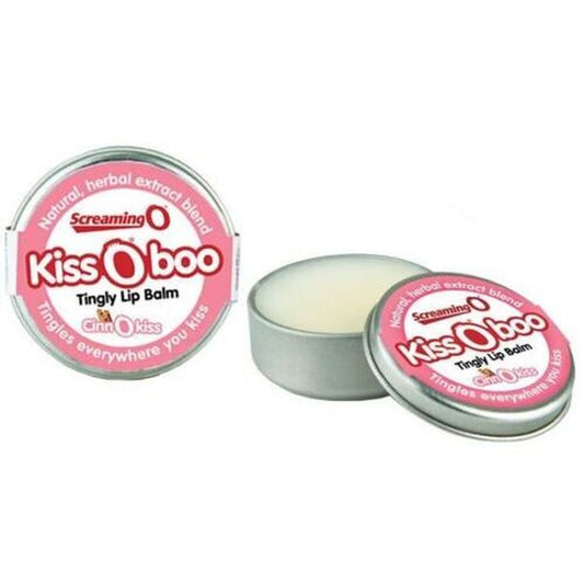 Screaming O KissOboo cinnamon lip balm, edible treat for tingly lips, reddish colour.