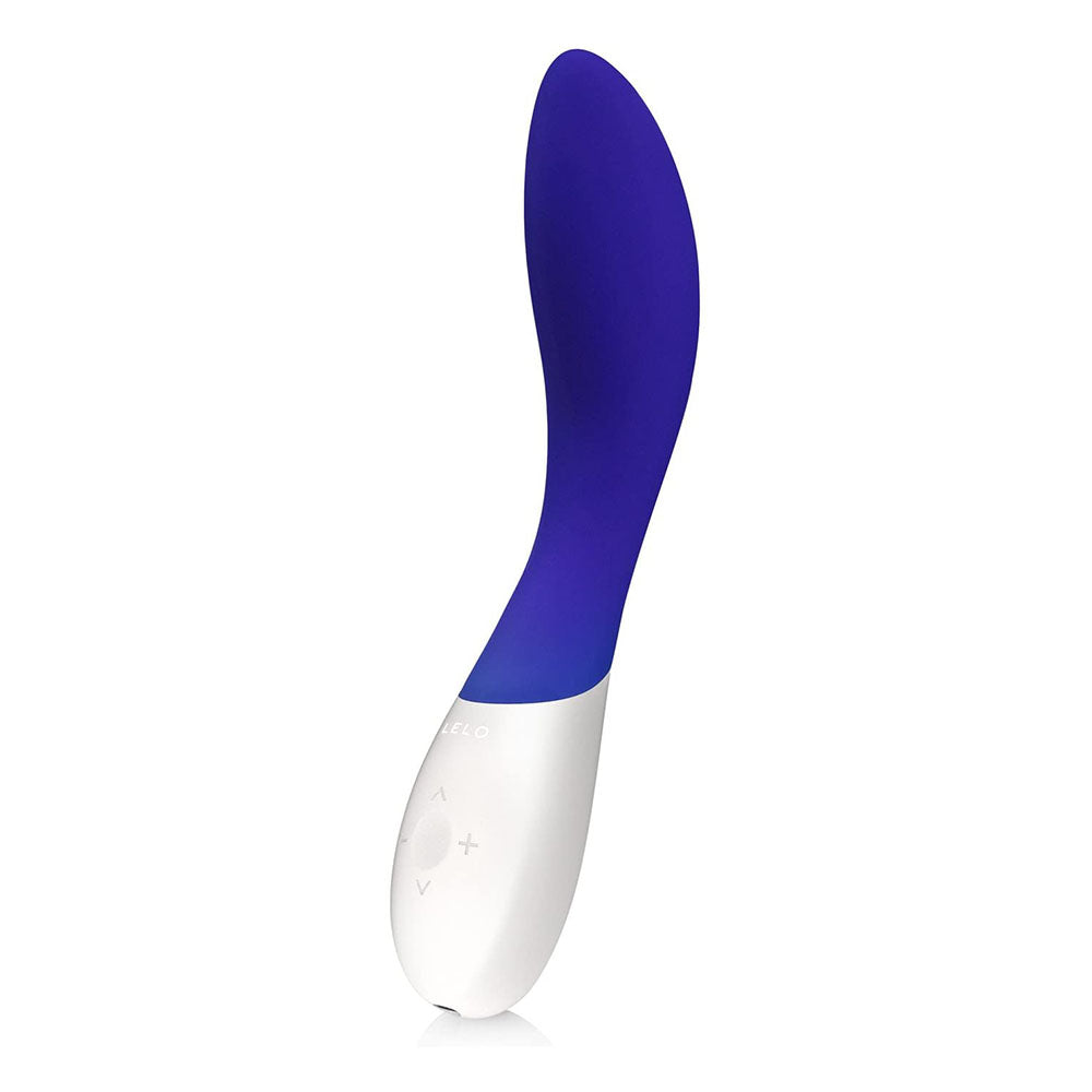 Midnight blue lelo mona wave vibrator, smooth finish, ergonomic design for intimate pleasure.