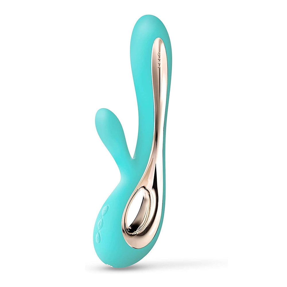 Aqua lelo soraya 2 dual rabbit vibrator, smooth silicone finish for intimate pleasure.
