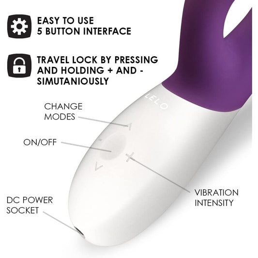 A plum-coloured, sleek g-spot vibrator with a smooth finish and ergonomic design, rechargeable.