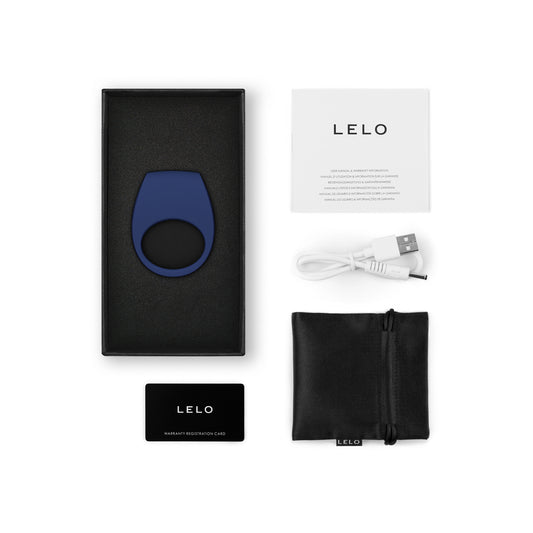 Lelo Tor 3 couples ring, a smooth black silicone vibrator love ring for pleasure.