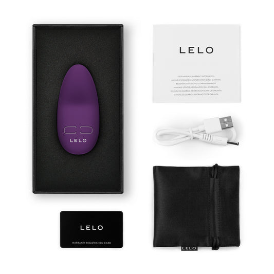 Dark plum Lelo Lily 3, a small clitoral vibrator with a smooth, ergonomic design.