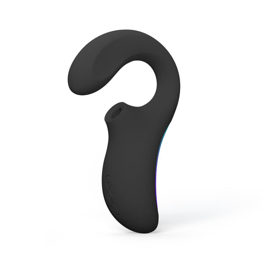 Black Lelo Enigma Wave vibrator for g-spot and clitoral massage, sleek and modern design.