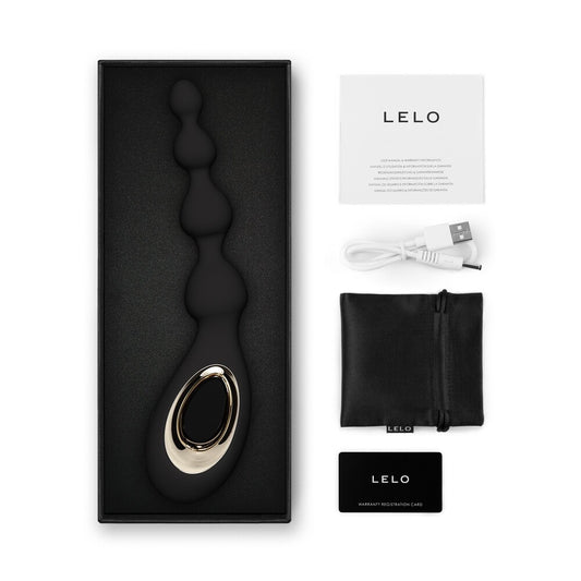 Black lelo soraya anal beads massager, made of smooth, body-safe silicone for comfortable use.