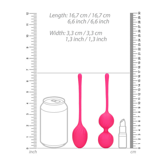 A set of pink, smooth kegel exercise balls from Shots Toys for pelvic floor training.