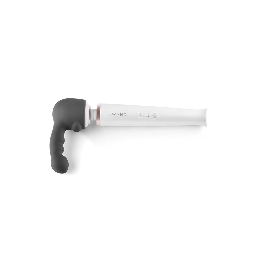 Purple rippled silicone attachment for a le wand massager, adding weight and texture.