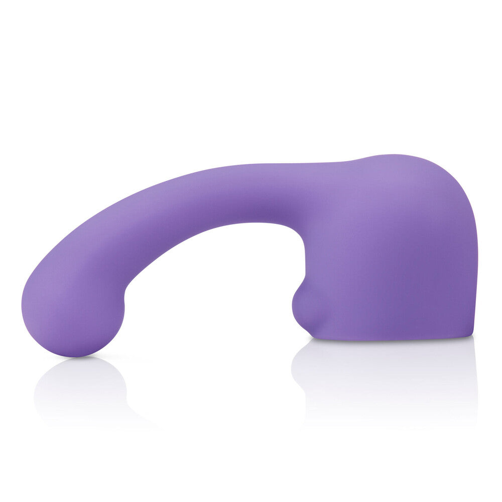 Petite, curved purple wand attachment by le wand. Weighted silicone with smooth finish.