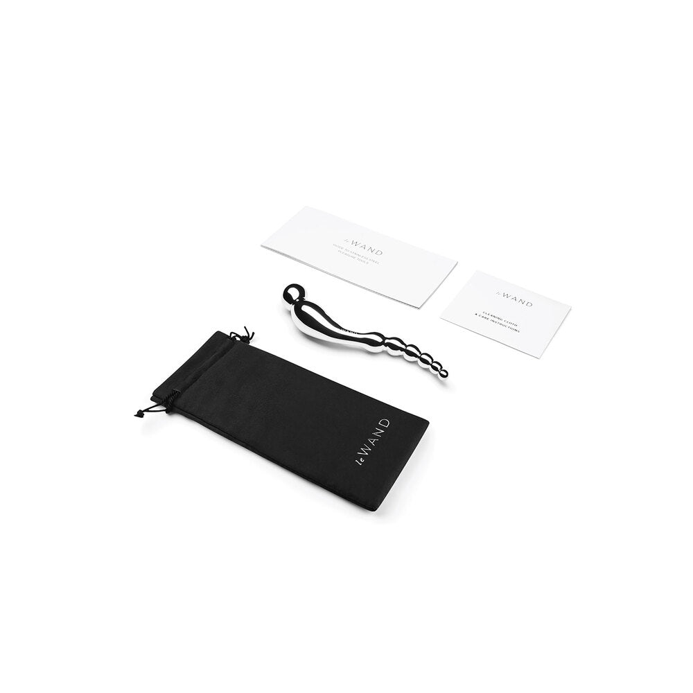 Le Wand Swerve double-ended dildo, polished stainless steel for internal pleasure and partnered use.