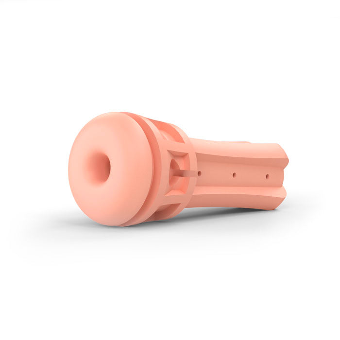 Mystim opus e donut masturbator: a grey, textured electro-stimulation pleasure toy for men.