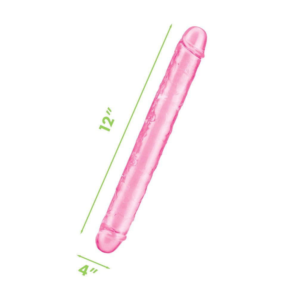 Me You Us pink, 12-inch ultra double dildo, realistic texture for shared pleasure
