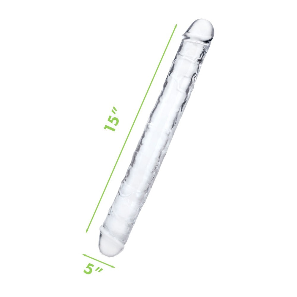 Me You Us ultra double dildo, 15 inches, realistic flesh-toned silicone sex toy