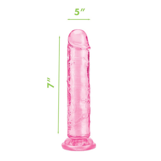 A seven-inch ultra pink dildo from Me You Us, shaped like a penis.