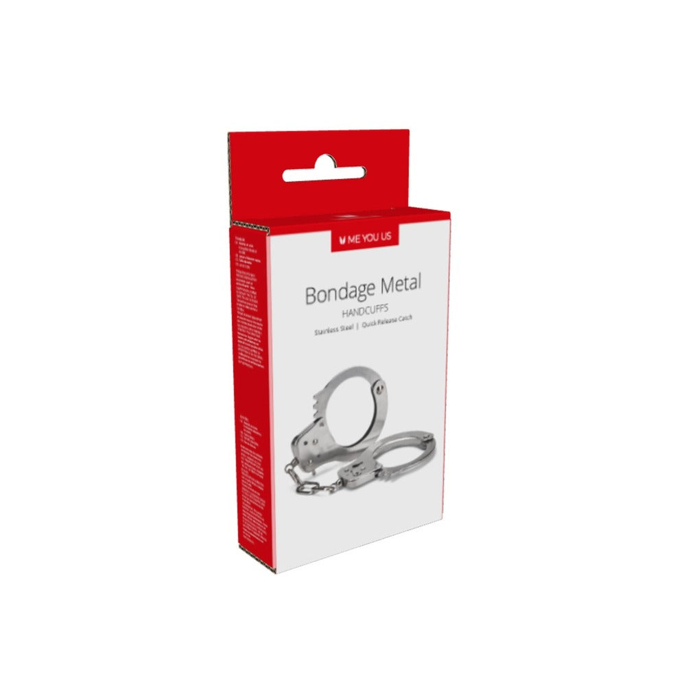 Heavy duty metal bondage handcuffs from me you us, with a premium polished finish.