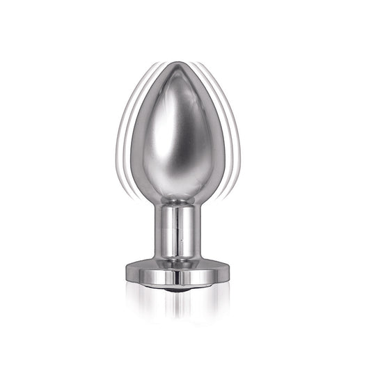 Silver vibrating butt plug with remote control for pleasure, a Nasswalk Toys item.