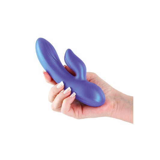 Dual vibrator in a pale pink, designed for clitoral stimulation and internal pleasure.
