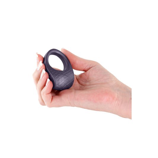 A rechargeable vibrating love ring from NS Novelties, with textured detailing for extra pleasure.