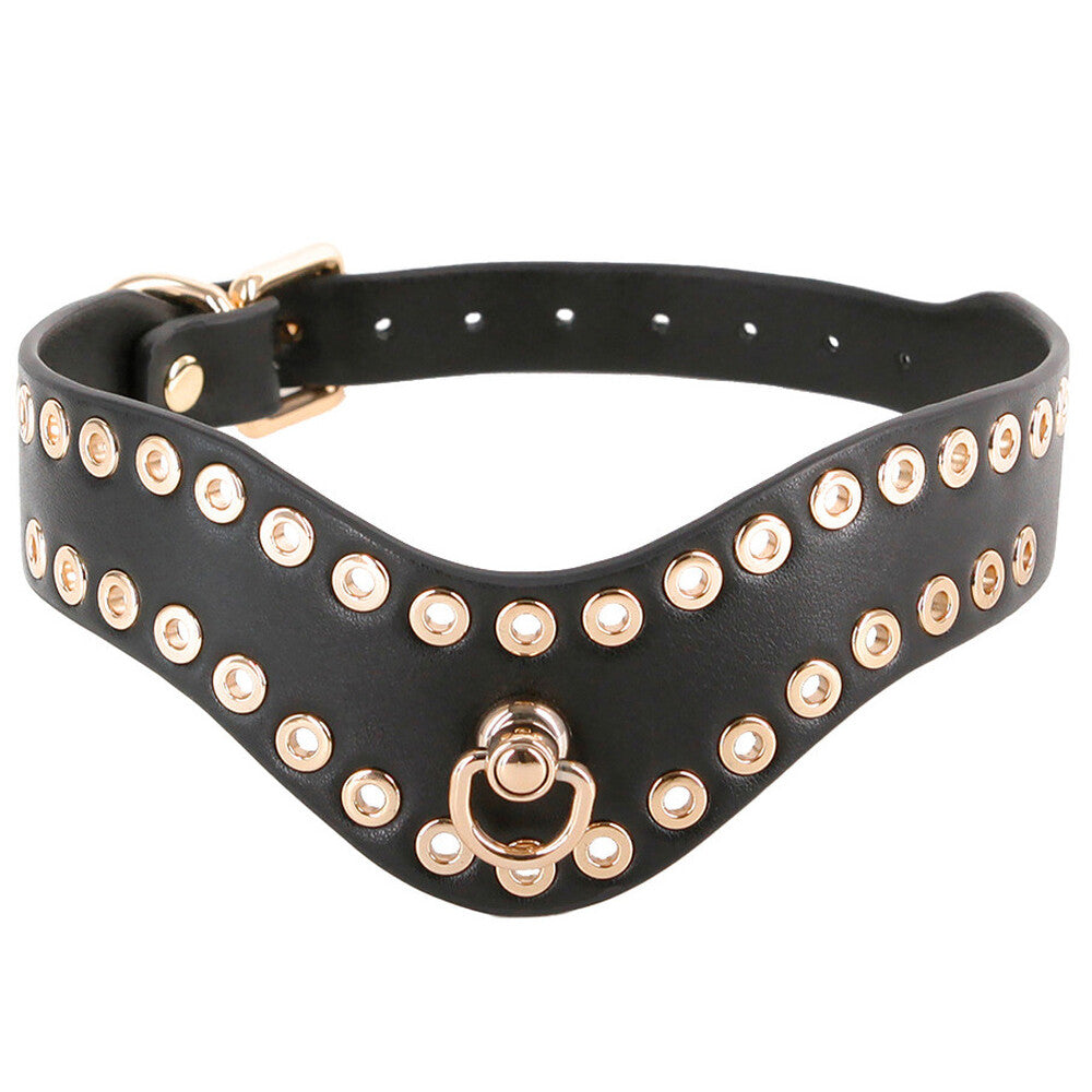 ns novelties kali collar, black faux leather with silver-tone o-ring, fetish fashion accessory