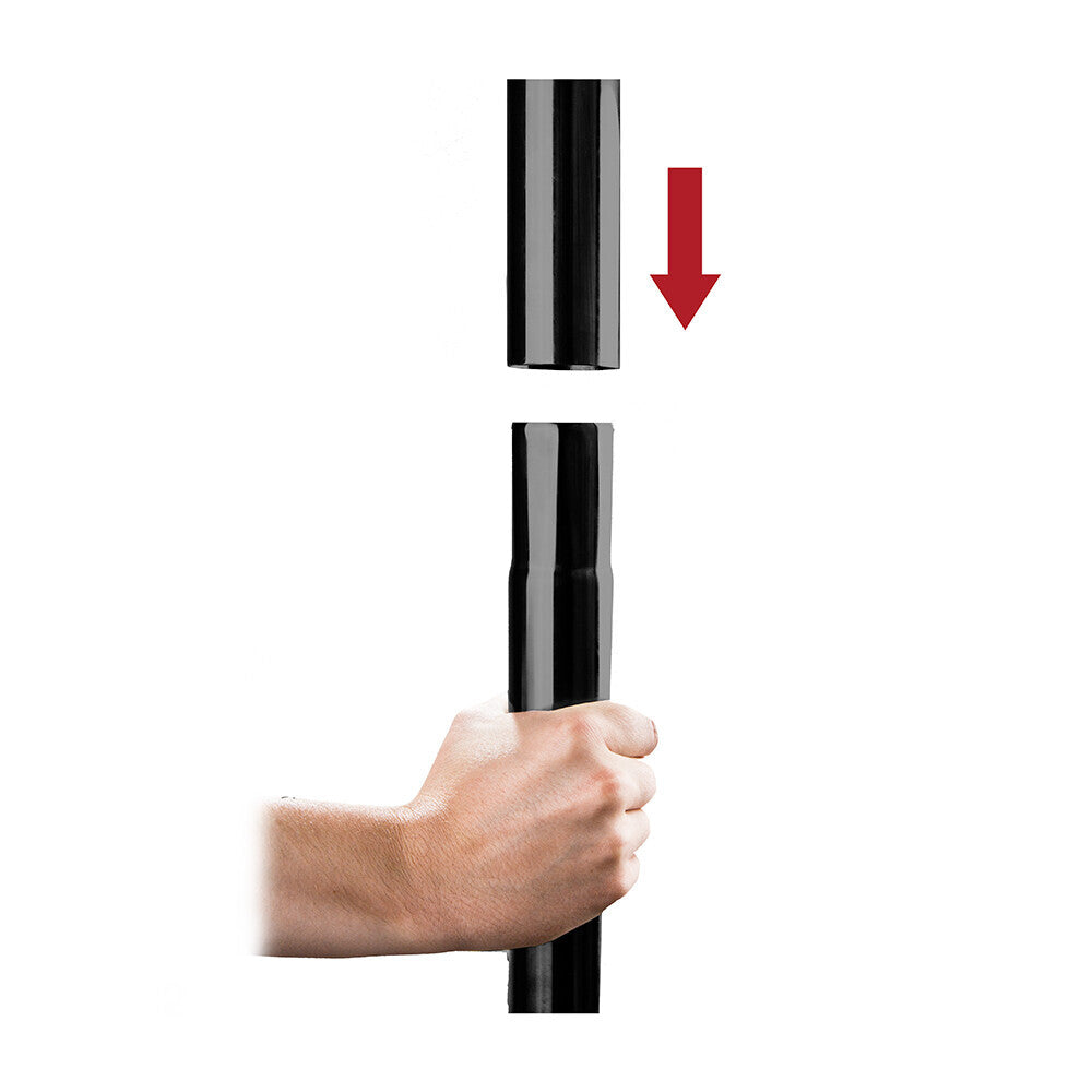 A black dance pole from shots toys, a large accessory for the adventurous sort.