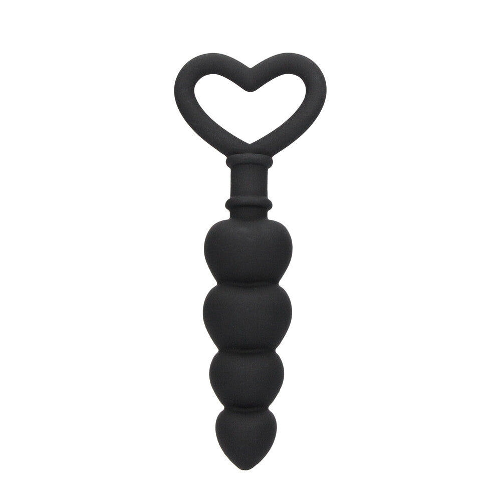 Black silicone anal love beads by shots toys for pleasurable intimate exploration.