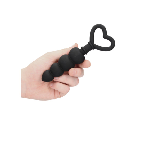 Black silicone anal beads for intimate play, ouch style for added fun.