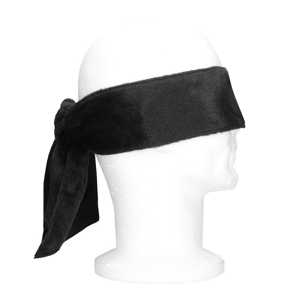 Black velvet tie-up mask for playful nights, offering a touch of mystery and allure.