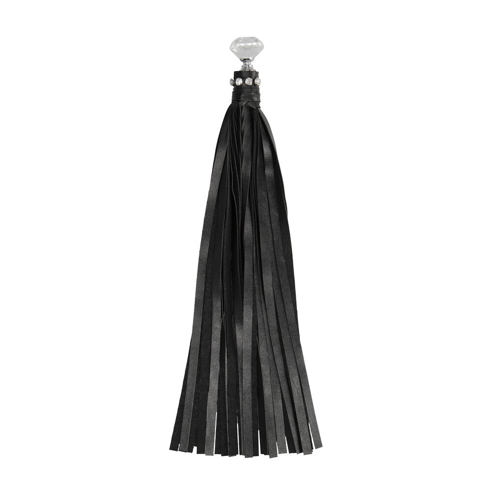 shots toys ouch flogger with black suede tails and sparkling diamond stud detailing