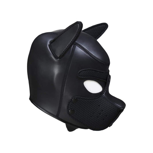 shots toys neoprene puppy mask, black with a sleek, form-fitting design for puppy play.
