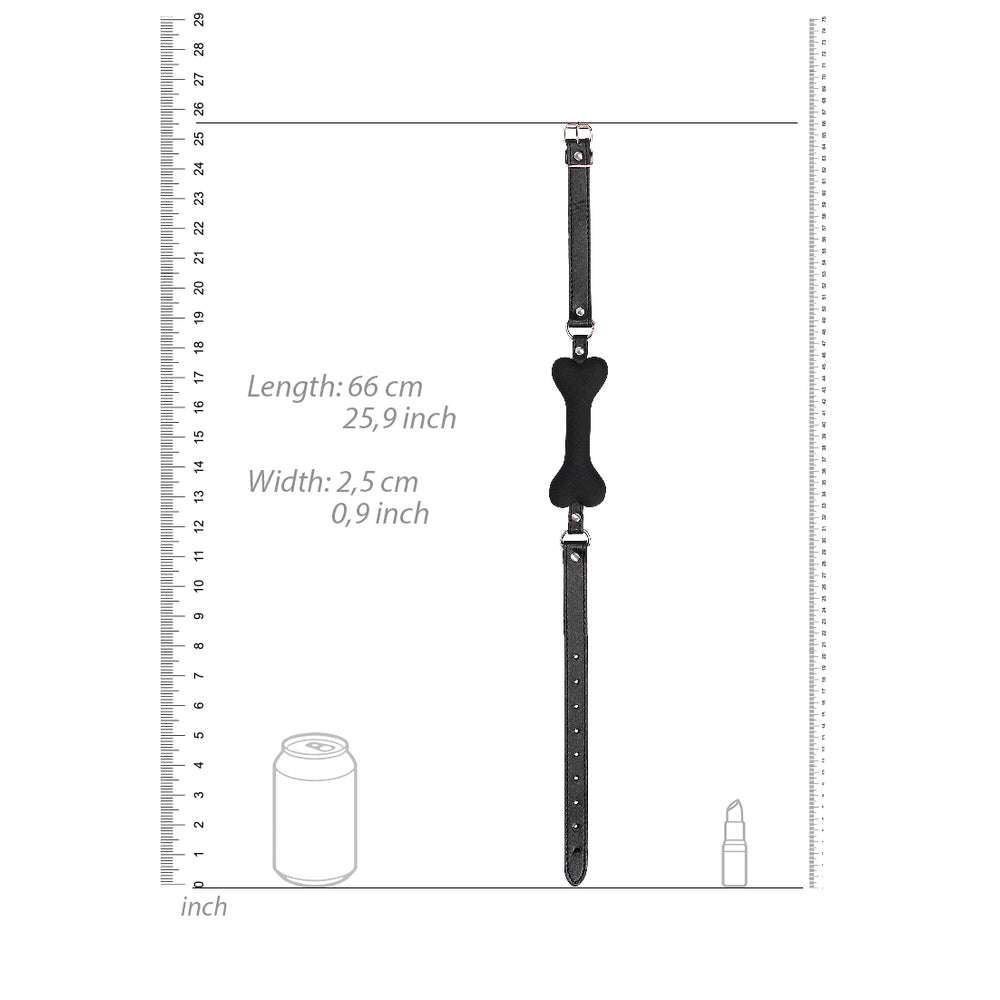 Black silicone bone gag from Shots Toys, a playful bdsm accessory for puppy play.